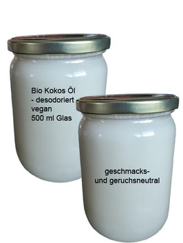 Bio Kokos Öl - desodoriert - vegan 500 ml Glas