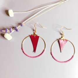 Boucles d'oreilles en cuir bordeaux