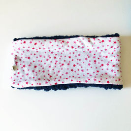 Snood bébé réversible bleu marine étoiles rouges
