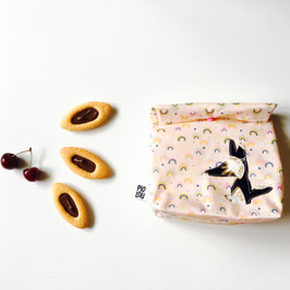 Lunch bag enduit rose arc en ciel
