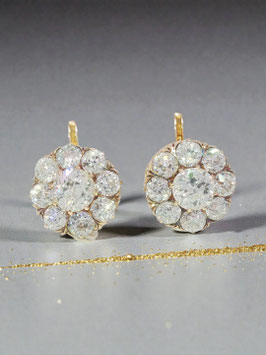 Late Victorian Diamond Cluster Earrings