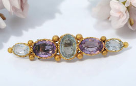 Victorian Brooch with Aquamarine & Amethyst