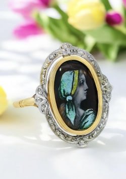 Enamel ring signed “Thoumieux Limoges”