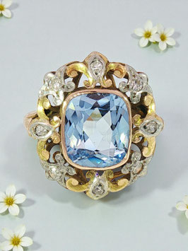 Enchanting antique ring  with Spinel and Diamonds