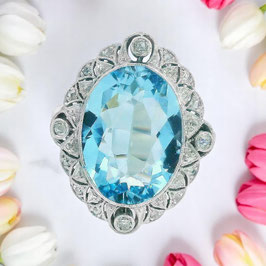Edwardian–Early Art Deco Aquamarine & Diamond Ring