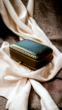 Black Leather Earring Box with Gold Fleur-de-Lys Detailing