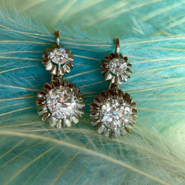 Edwardian Diamond Drop Earrings in 18k Gold & Platinum