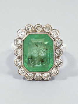Mid-Century 5.35ct Emerald & Diamond Ring