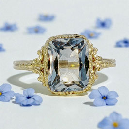 Art Nouveau Synthetic Blue Spinel Ring