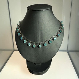 Art Deco natural blue Zircon necklace