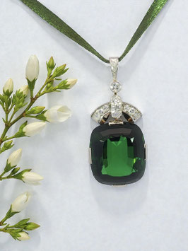 Exquisite 27.50ct Green Tourmaline & Diamond Pendant