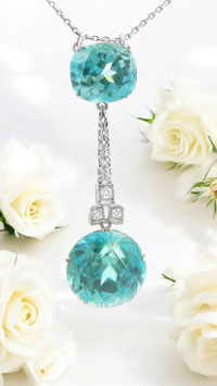 Art Deco Diamond and blue Zircon necklace