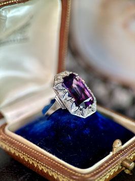 Antique Edwardian Amethyst & Diamond Ring