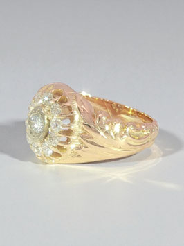 Mid Century 14k Rose Gold Ring with Diamonds