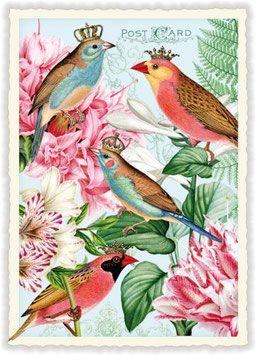 PK - 907 Blumen mit Vögel