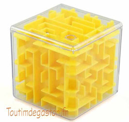 Labyrinthe cube en 3D – casse tête – Jaune