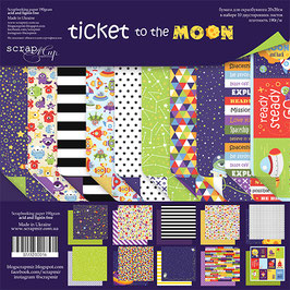 PSB-31  Papel scrapbooking 20x20 cm Ticket to the moon