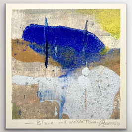 Blaue und weisse Form, 2024, 16 x 16 cm