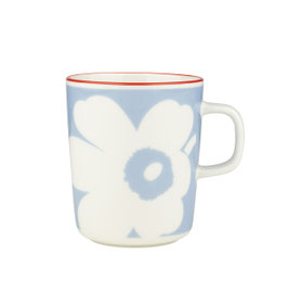 Marimekko Oiva / Juhla Unikko Tasse 250 ml, Farbe: Weiß, Hellblau, Orangerot