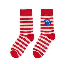 Marimekko Kasvaa Tasaraita Unikko One,rot, cremefarben, blau