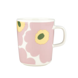 Marimekko Oiva/Unikko, Weiß, Rosa, Hellgelb, Grün, 250ml