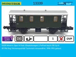 13339 Minitrix Spur N Post-/Gepäckwagen LPwPost bay14 DB Ep.III