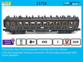 13716 Minitrix Spur N Schnellzugwagen Ccü K.Bay.Sts.B. Ep.I 3.Klasse