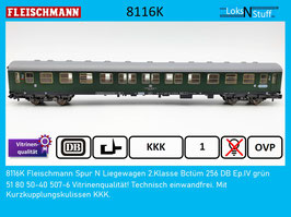 8116K Fleischmann Spur N Liegewagen 2.Klasse Bctüm 256 DB Ep.IV grün