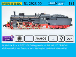 131 Minitrix Spur N 51 2923 00 Schlepptenderlok BR 56.8 1113 DRG Ep.II