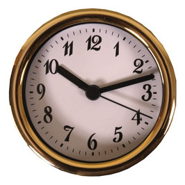 3 1/4" (83mm) Clock Fit-up  White Arabic w/Gold Rim 200264