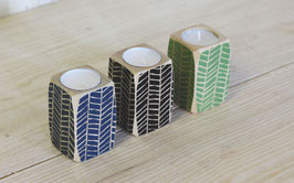 3" Tall Candleholders--Herringbone    K-CH01-HR