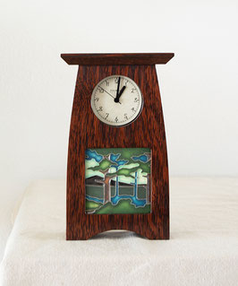 Arts & Crafts 4x4 Tile Clock - Craftsman Oak Finish