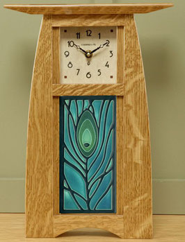 Arts & Crafts 4x8 Tile Clock - Nut Brown Oak Finish