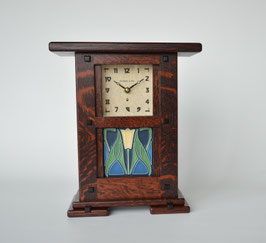 Greene & Greene Mantel Clock with your choice of any handcrafted Motawi 4x4 tile