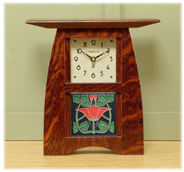 Arts & Crafts 4x4 Tile Clock - Craftsman Oak Finish