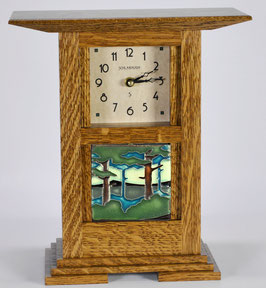 Prairie Style Tile Clock with Landscape Tile     PRT-44-NBO