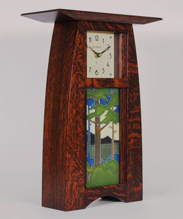 Arts & Crafts 4x8 Tile clock - Craftsman Oak Finish