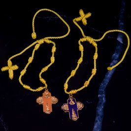 Bracelet chapelet jaune croix pop