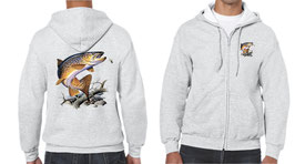 Veste sweat pêcheur de grosse truite fario