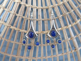 Boucle d'oreille vieil argent en lapis lazuli BO MB LZ