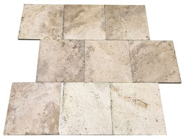 Fliese Travertin Casablanca, 45,7 x 45,7 x 1,5 cm, getrommelt, m²