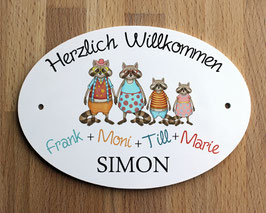 Türschild "Waschbären"