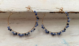 14 GOLD FILLED - SAPPHIRE GEMSTONE HOOP EARRING - Item 107