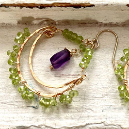 14K GOLD FILLED - AMETHYST & PERIDTO EARRING - Item 168