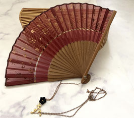 HAND FAN NECKLACE - BLACK AGATE FLOWER - Item 090