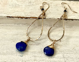 14K GOLD FILLED - LAPIS LAZULI DROP EARRING - Item 017