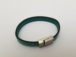 Bracelet cuir plat turquoise (L)