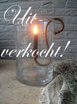 Windlicht transparant met metalen schilfers (23 x 16 cm) Puur Wonen ***uitverkocht***