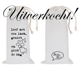 Kado sakkie middelgroot "leef met een lach" ***uitverkocht***