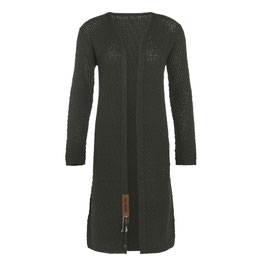 Kaki groene lange cardigan Luna